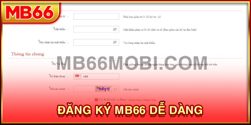 Đăng ký tài khoản đại lý tại sân chơi mb66