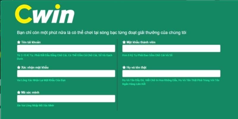 Trình tự các bước để đăng ký tài khoản ở Cwin đơn giản